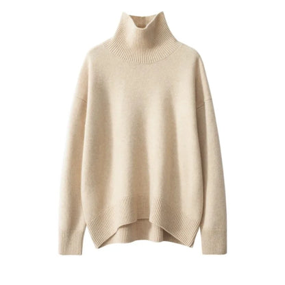 Autumn and Winter New Thick Cashmere Sweater Women High Neck Pullover Sweater Warm Loose Knitted Base Sweater Jacket Tops