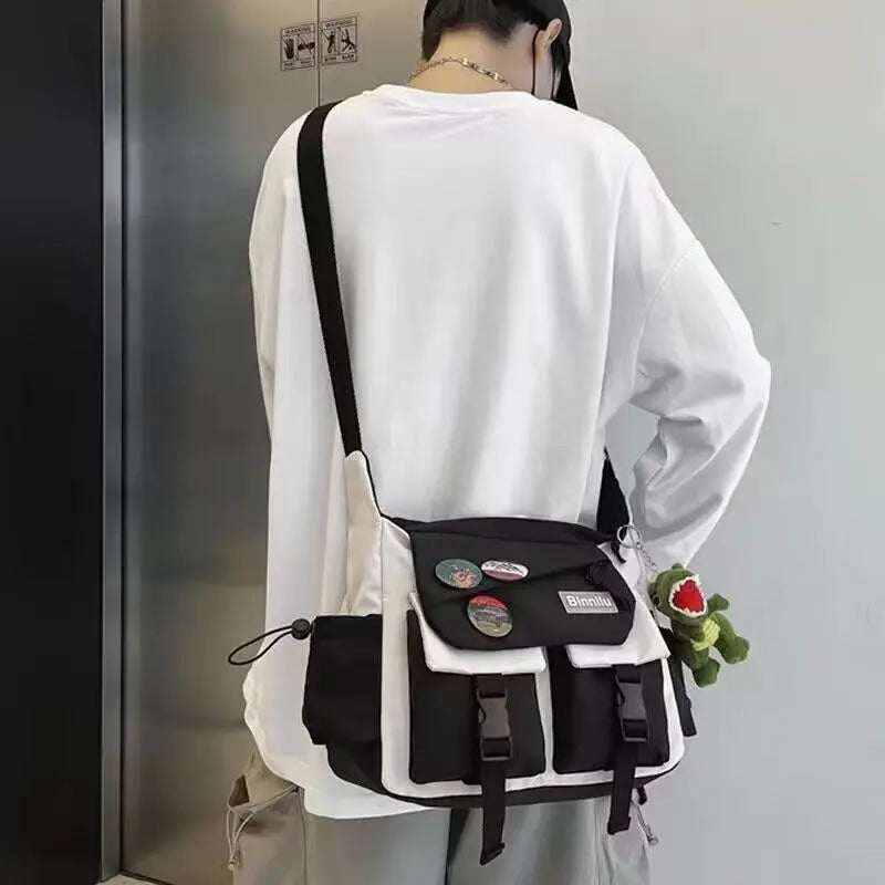 Female Harajuku Diagonal Crossbody Bags for Women Youth Nylon Handbags Shoulder Bag Fashion Canvas Messenger Bag Packs Bolsas