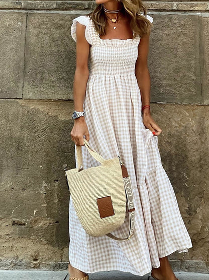 Summer Off The Shoulder Boho Long Dress Spring Elegant Geometric Print Party Dress Sexy Slash Neck Flare Sleeve Maxi Women Dress