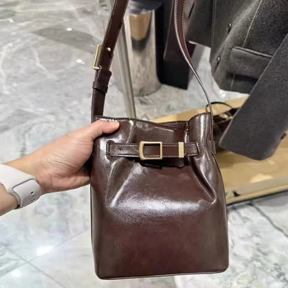 Cow Leather Shouder Bags for Women Korean Fashion Bucket Underarm Bag New Autumn Genuine Leather Crossbody Bag Bolsas