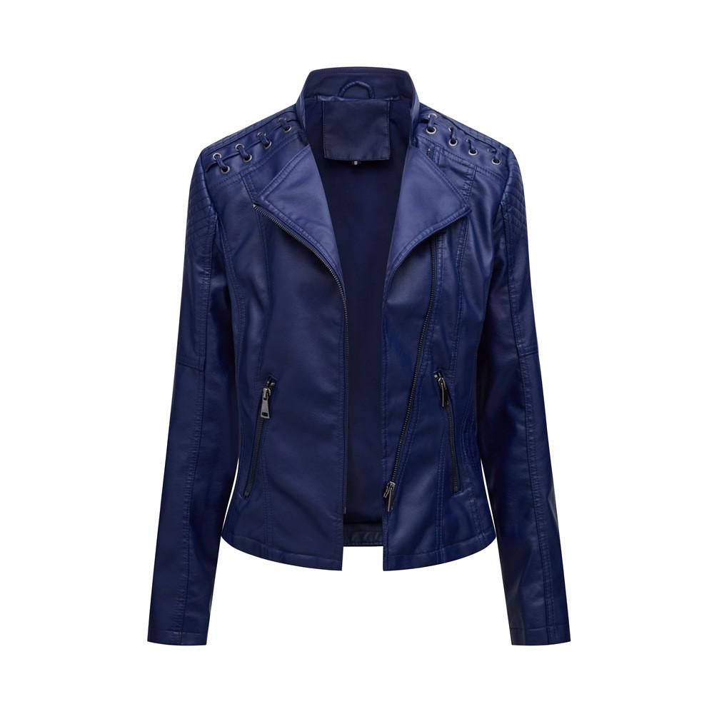 Autumn Winter Pu Faux Leather Jackets Women Long Sleeve Zipper Slim Motor Biker Leather Coat Female Outwear Tops