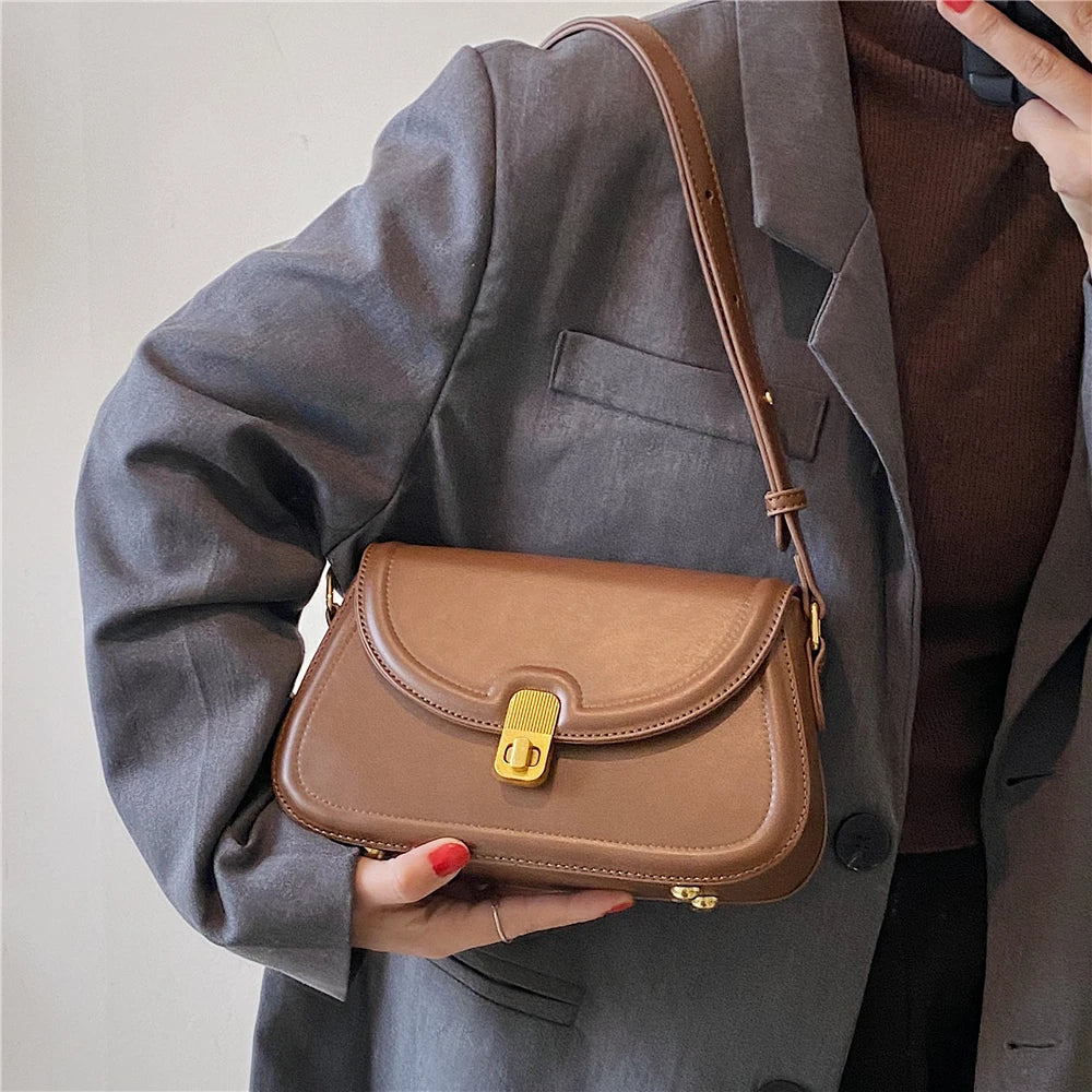 Toptrends Retro Saddle Small Armpit Shoulder Bags For Women Trend  Designer Crossbody Flap Purse PU Leather Ladies Handbags