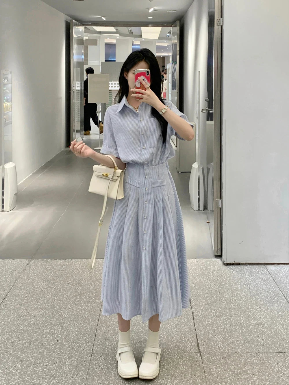 YESMYTOOL  -  Summer New Vertical Striped Slim Women's Dress Slim Casual Fashion Dress Woman Sweet Ladies Loose Chicly Dress Female