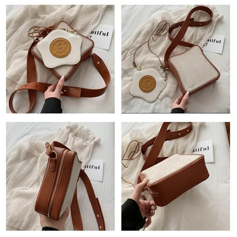 Fun Toast Design Crossbody Bag Pu Leather Fashion Women Purses and Handbags Girl's Shoulder Bag Female Clutch Bag New