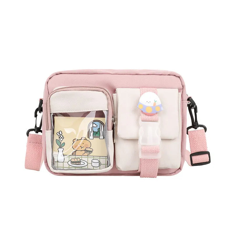 Japanse Style Kawaii Bag Girls Student Small Nylon Bag Mutipockets Transparent Crossbody Bags Women New Shoulder Bag Bolsa Mujer