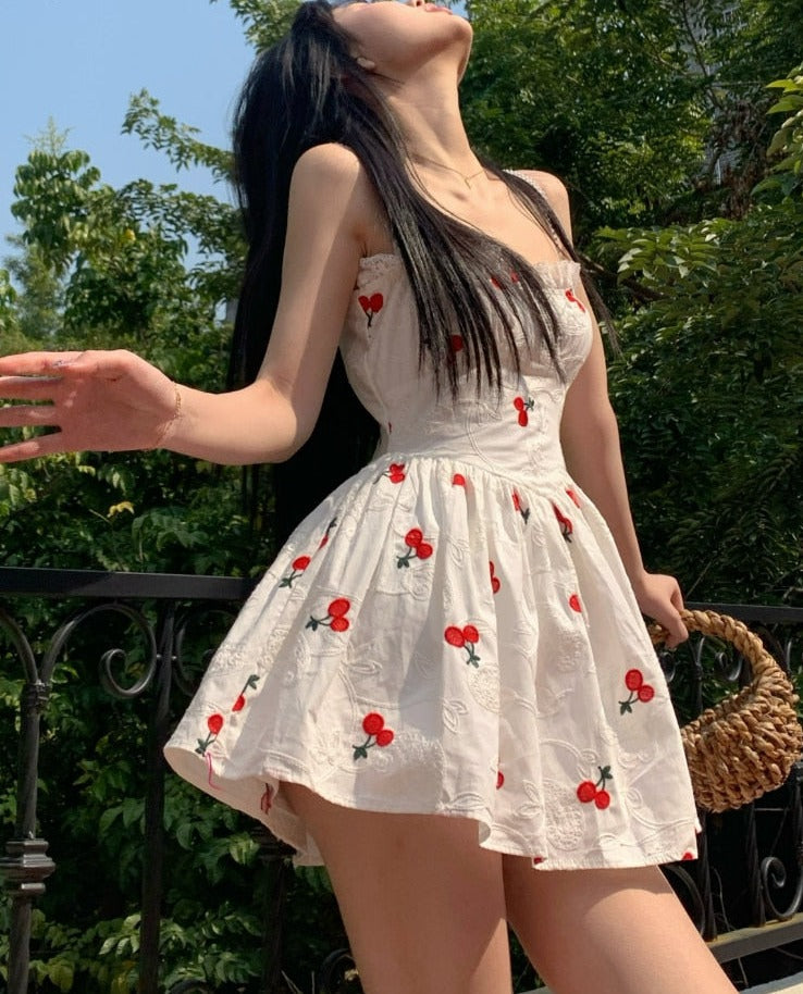 Summer Casual Party Strap Dress Women White Sexy Elegant Fairy Mini Dresses Female High Waist Holiday Evening Beach Dress