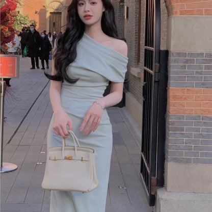 Women Elegant Long Dress Summer Fashion Off Shoulder Chic Bodycon Evening Party Dresses Korean One Piece Clothing