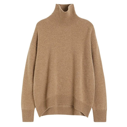 Autumn and Winter New Thick Cashmere Sweater Women High Neck Pullover Sweater Warm Loose Knitted Base Sweater Jacket Tops