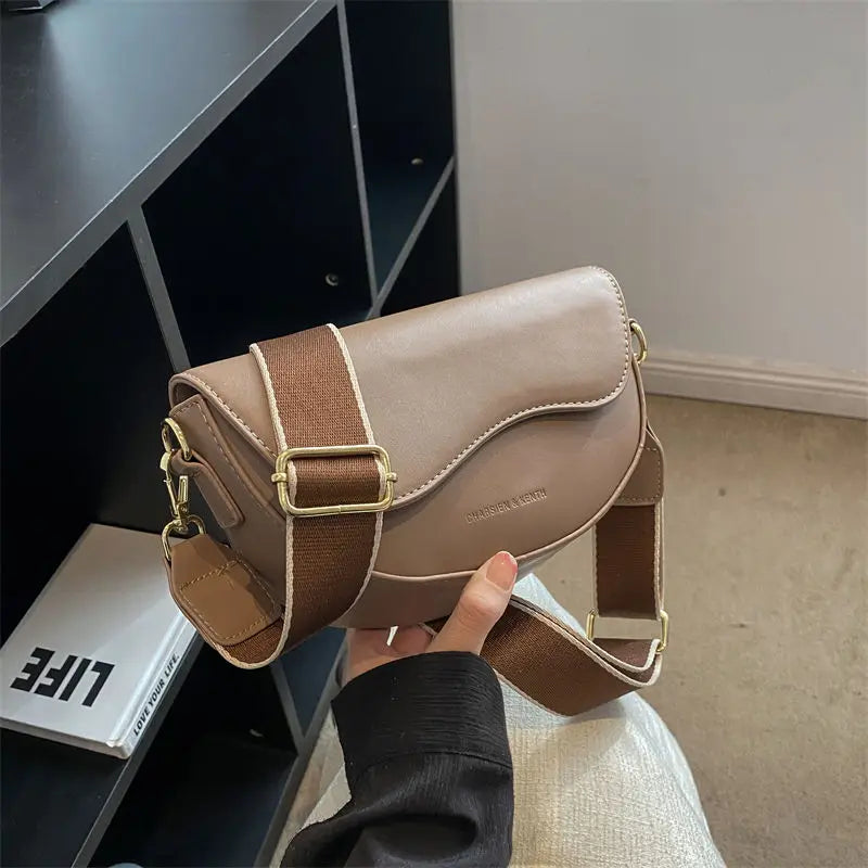 Wide Shoulder Strap Shoulder Bag Women Fashion Versatile Crossbody Bag PU Leather Underarm Bag Women