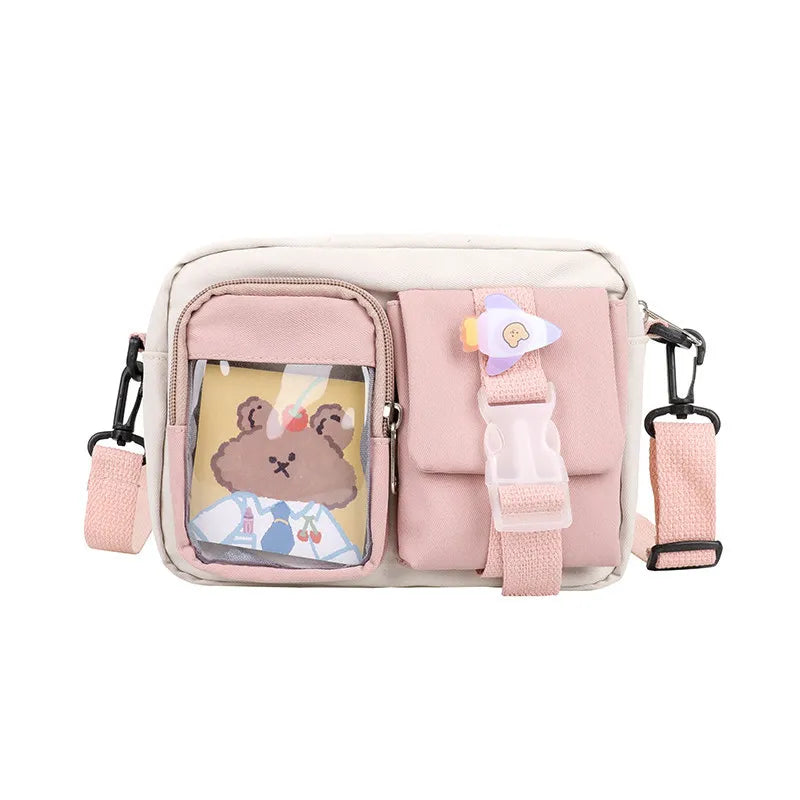 Japanse Style Kawaii Bag Girls Student Small Nylon Bag Mutipockets Transparent Crossbody Bags Women New Shoulder Bag Bolsa Mujer