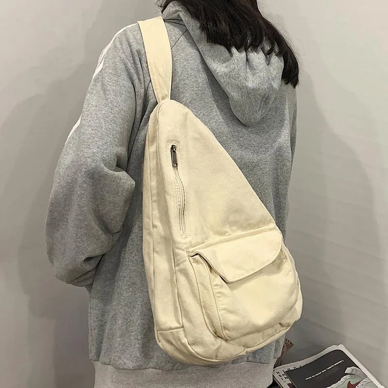 Canvas Chest Bag Women Women Shoulder Messenger Bag Unisex Canvas Crossbody Bag Muliti Pocket Casual Women Bag