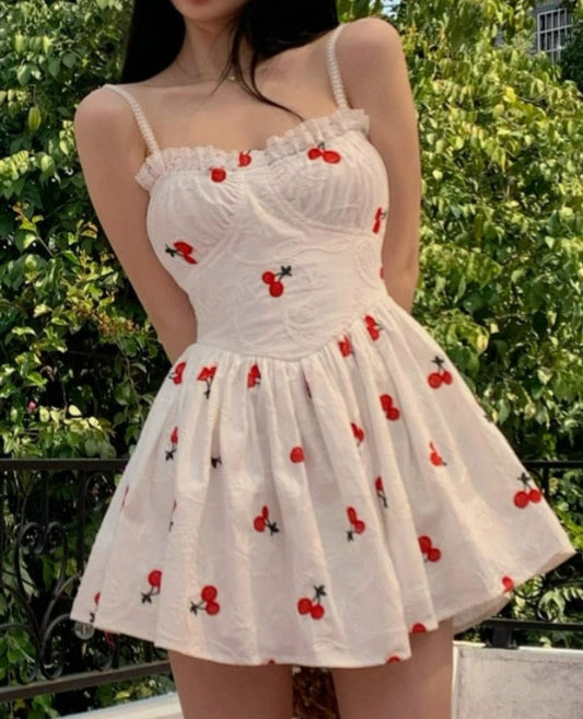 Summer Casual Party Strap Dress Women White Sexy Elegant Fairy Mini Dresses Female High Waist Holiday Evening Beach Dress