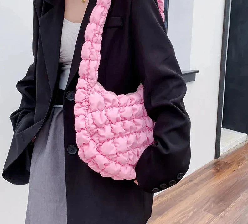 Casual Quilted Hobos Women Crossbody Bags Designer Nylon Padded Handbags Luxury Soft Puffy Bag Small Tote Shopper Purses