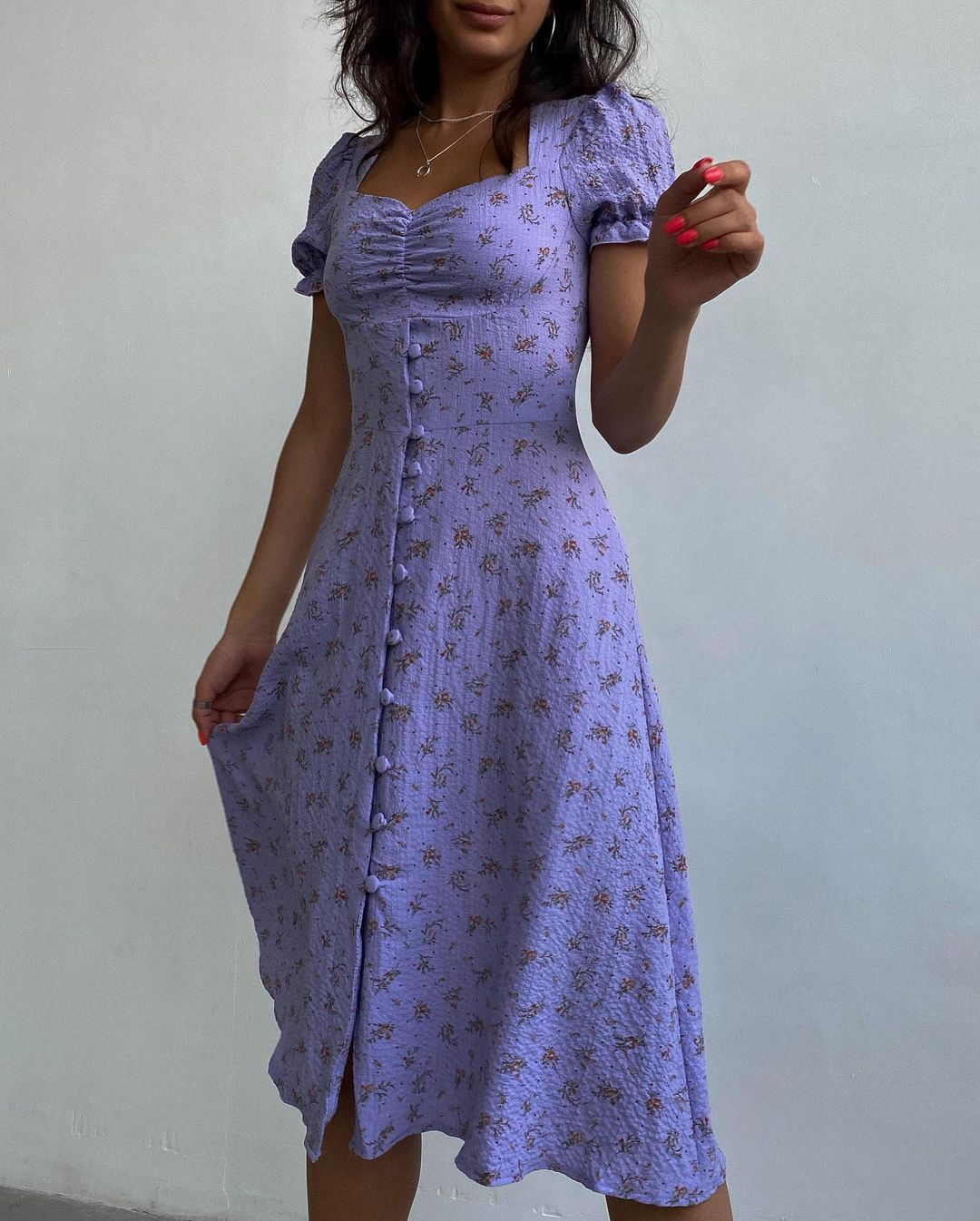 Summer Vintage Puff Sleeve Floral Dress Women Side Split Long Dress Female Boho Beach Holiday Dress Retro Print Sundress Vestido