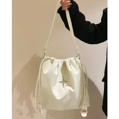 Korean Fashion Trendy Casual Tote Bags High-capacity Crossbody Drawstring Shoulder Bags Grunge Simple All Match Women Handbags