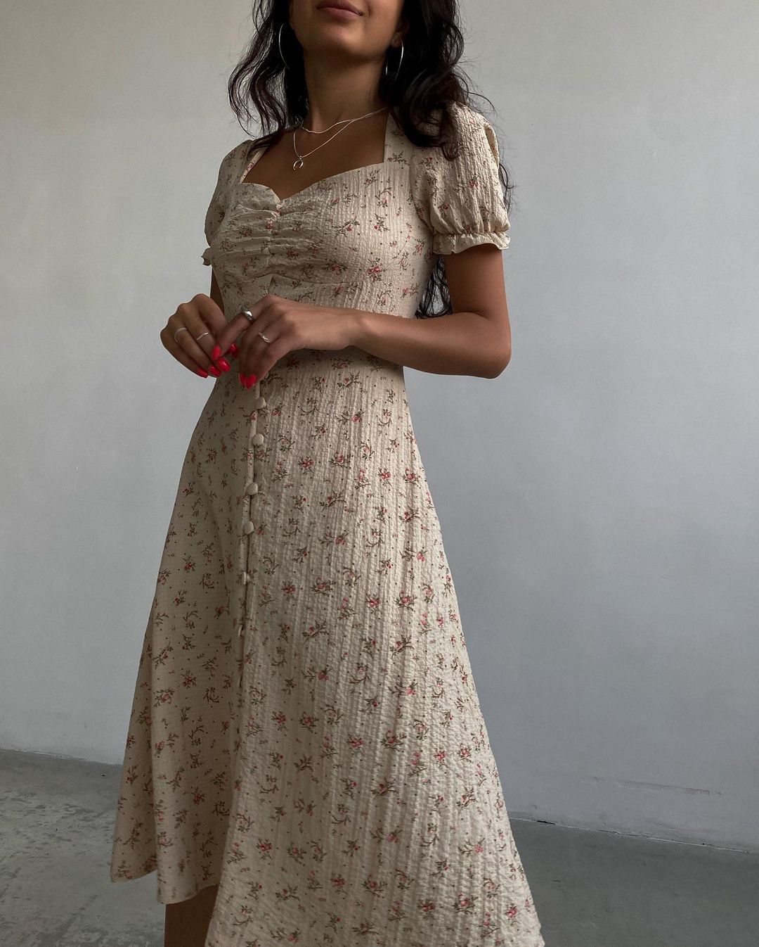 Summer Vintage Puff Sleeve Floral Dress Women Side Split Long Dress Female Boho Beach Holiday Dress Retro Print Sundress Vestido