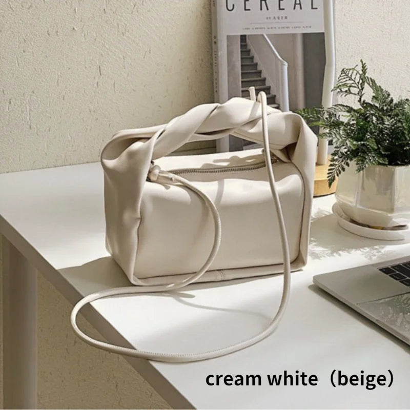 Fashion Design Women's Fold Handle Shoulder Bags PU Leather Ladies Clutch Purse Handbags Female Green Crossbody Messenger Bag