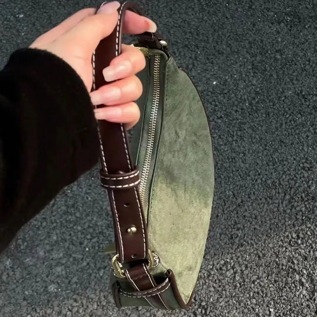 Casual Green Underarm Bag Women New Vintage Hot Girls Leather Solid Shoulder Bag Female Retro Elegant Y2k Handbag Purse