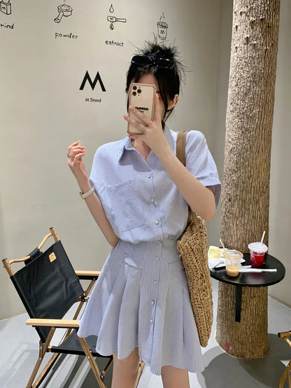 YESMYTOOL  -  Summer New Vertical Striped Slim Women's Dress Slim Casual Fashion Dress Woman Sweet Ladies Loose Chicly Dress Female