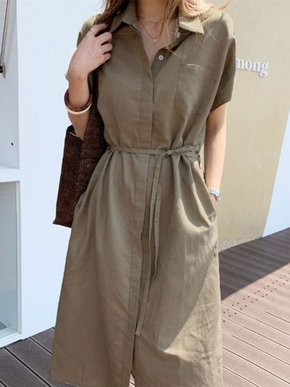 Summer Women Dress Shirt Dress Long Evening Female Vintage Maxi Party Oversize Beach Woman Dresses Casual Elegant Prom Green