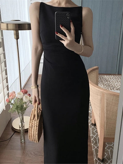 Women Summer Fashion Spaghetti Strap Sleeveless Sexy Dress Female Elegant Evening Midi Dress