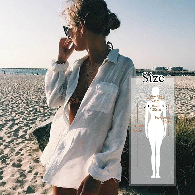 Women Swimsuit Cover Ups Mandarin Sleeve Kaftan Beach Tunic Dress Robe De Plage Solid White Pareo Beach Cover-ups dingdamall mid size graduation outfit romantic style teen swag clean girl ideas 90s latina aesthetic