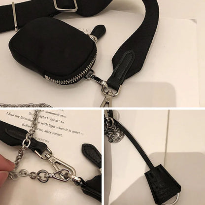 Women Crossbody Bags Ins Handsome Chain Shoulder Underarm Handbags All-match Harajuku Ulzzang Portable Nylon Bag Female Design