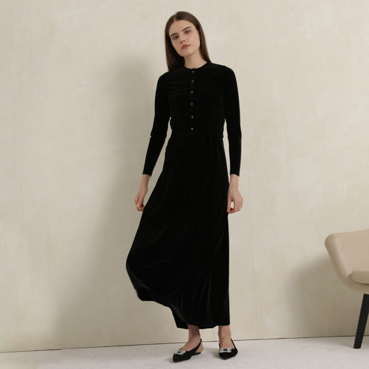 Velvet Maxi Women Dress Blazer Top  Autumn Women Dress Lady Clothes Sleeveless Dress