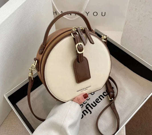 Vintage Style Round Handbags For Women Patchwork New Luxury Designer Handbag Gradient Color Big Capacity Crossbody Bag Female