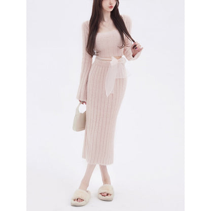 Autumn Sweater Knitted Suits Female Elegant 2 Piece Dress Korean Fashion Even Party Y2k Mini Dress Office Lady Short Skirts