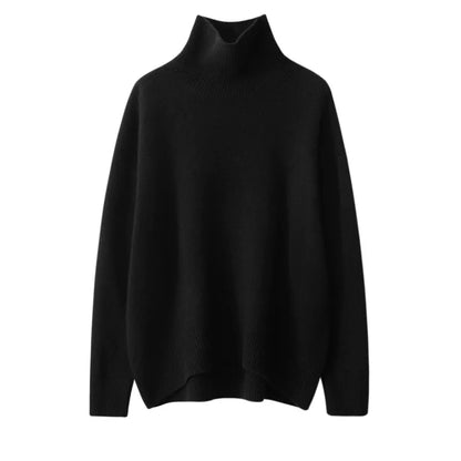 Autumn and Winter New Thick Cashmere Sweater Women High Neck Pullover Sweater Warm Loose Knitted Base Sweater Jacket Tops