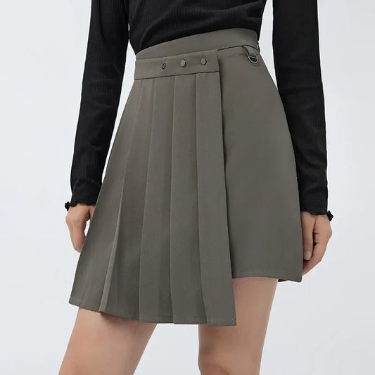 Women Skirt Spring New Playful Asymmetrical Pleated Skirt Solid Color Sweet Cool A-line Skirt for Women