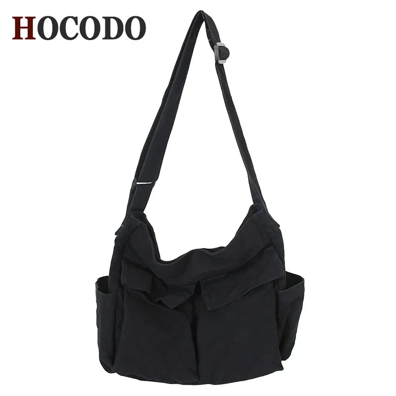 Women's Canvas Shoulder Bags Casual Shopping Bags Female Large Capacity Tote Ladies Solid Color Shoulder Crossbody Bag