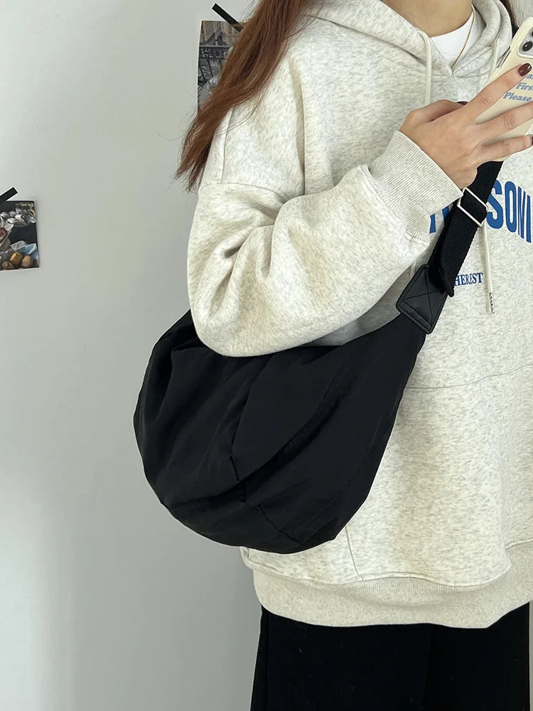 Women's Crossbody Hobo Bags Fluffy Canvas Shoulder Bag Large Capacity Casual Sport Handbags Female Travel School Messenger Bag