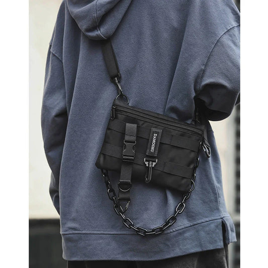 Shopper Nylon Shoulder Gothic Black Crossbody Messenger Tote Bags For Men Women's Hip Hop Techwear Satchel Waist Goth Handbags