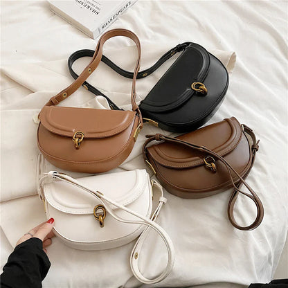 Toptrends Saddle Small Crossbody Bags For Women Trend Designer Underarm Shoulder Bag PU Leather Ladies Handbags And Purses