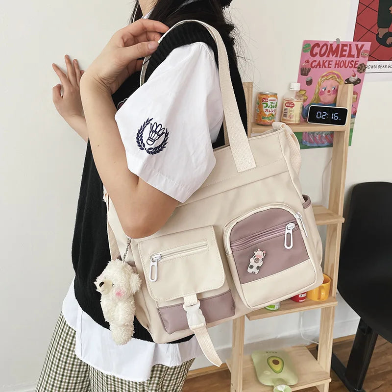 Women's Bag Korean Female Messenger Bag Large Capacity Student Shoulder Bags Versatile Crossbody Bag Postman Tote School Bags