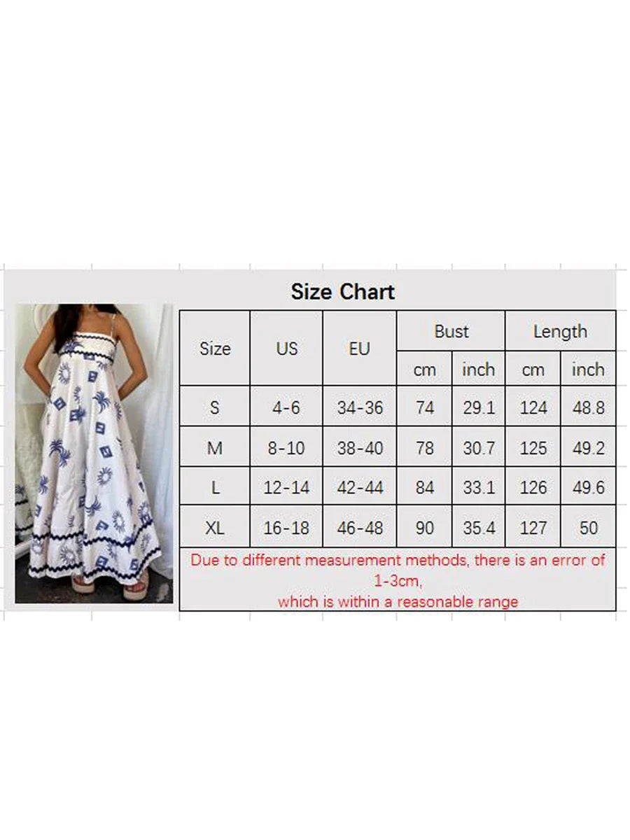 YESMYTOOL  -  Women's Long Beach Dress Bohemain Summer Sleeveless Spaghetti Strap Square Neck Sun Print Flowy Dresses Party Vacation Sundress