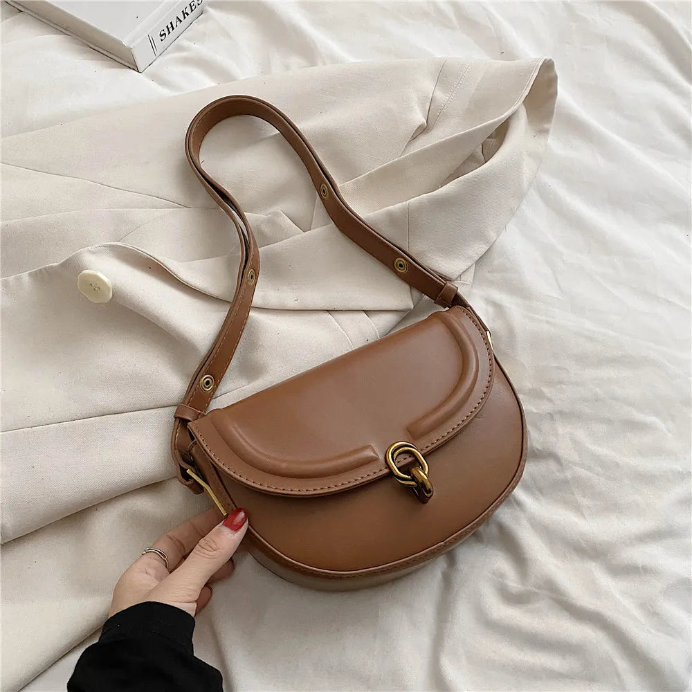 Toptrends Saddle Small Crossbody Bags For Women Trend Designer Underarm Shoulder Bag PU Leather Ladies Handbags And Purses