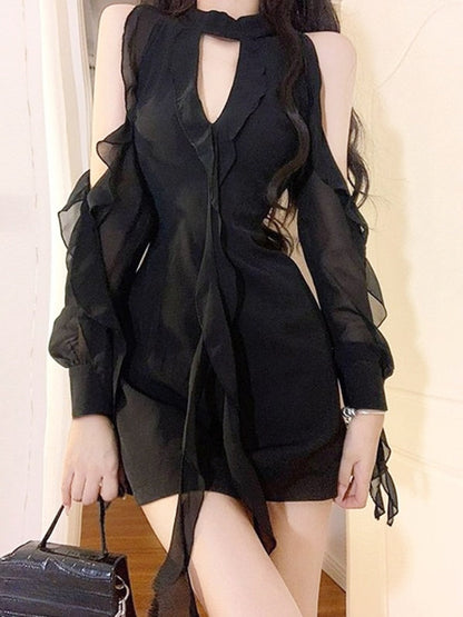 Summer Sexy Black Senior Sense of Pure Desire Wind Sexy Hot Girl Hepburn-style Hanging Neck Dresses Party Fashion Elegant Dresse