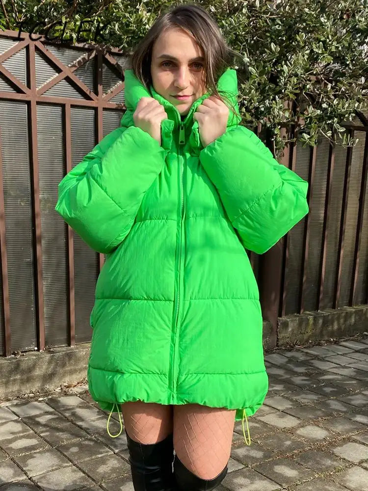 Women Winter Parkas Jacket Green Hooded Jacket Zatra Thick Puffer Coats Woman Winter Jackets For Girls Padded Parkas