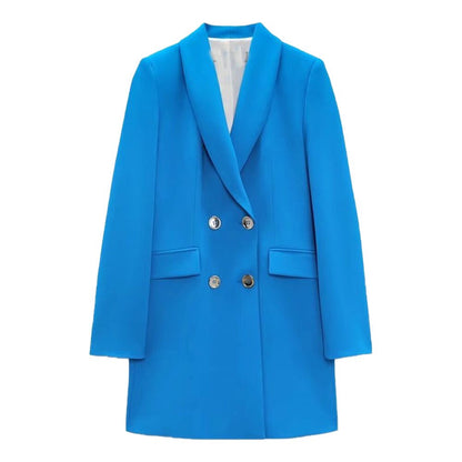 spring new women's clothing all-match long double-breasted blazer