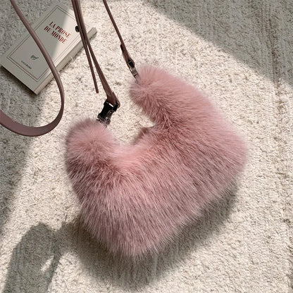 Luxury Faux Fur Ladies Shoulder Bags Soft Plush Female Evening Clutch Purse Handbags Women's Small Tote Fluffy Crossbody Bag