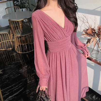 Vintage Sexy Maxi Dresses for Women Party Sequin Midi Dress Female Casual Chiffon Slim Korean Woman Dress Elegant Autumn