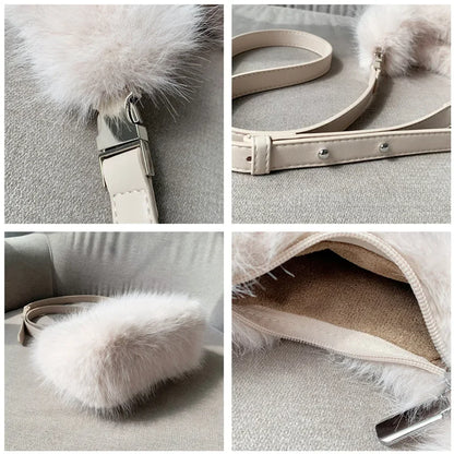 Luxury Faux Fur Ladies Shoulder Bags Soft Plush Female Evening Clutch Purse Handbags Women's Small Tote Fluffy Crossbody Bag