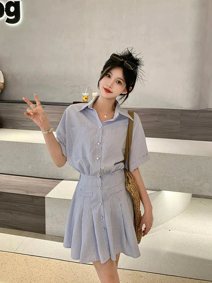 YESMYTOOL  -  Summer New Vertical Striped Slim Women's Dress Slim Casual Fashion Dress Woman Sweet Ladies Loose Chicly Dress Female