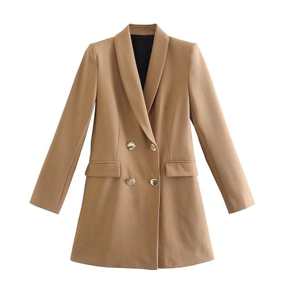 spring new women's clothing all-match long double-breasted blazer