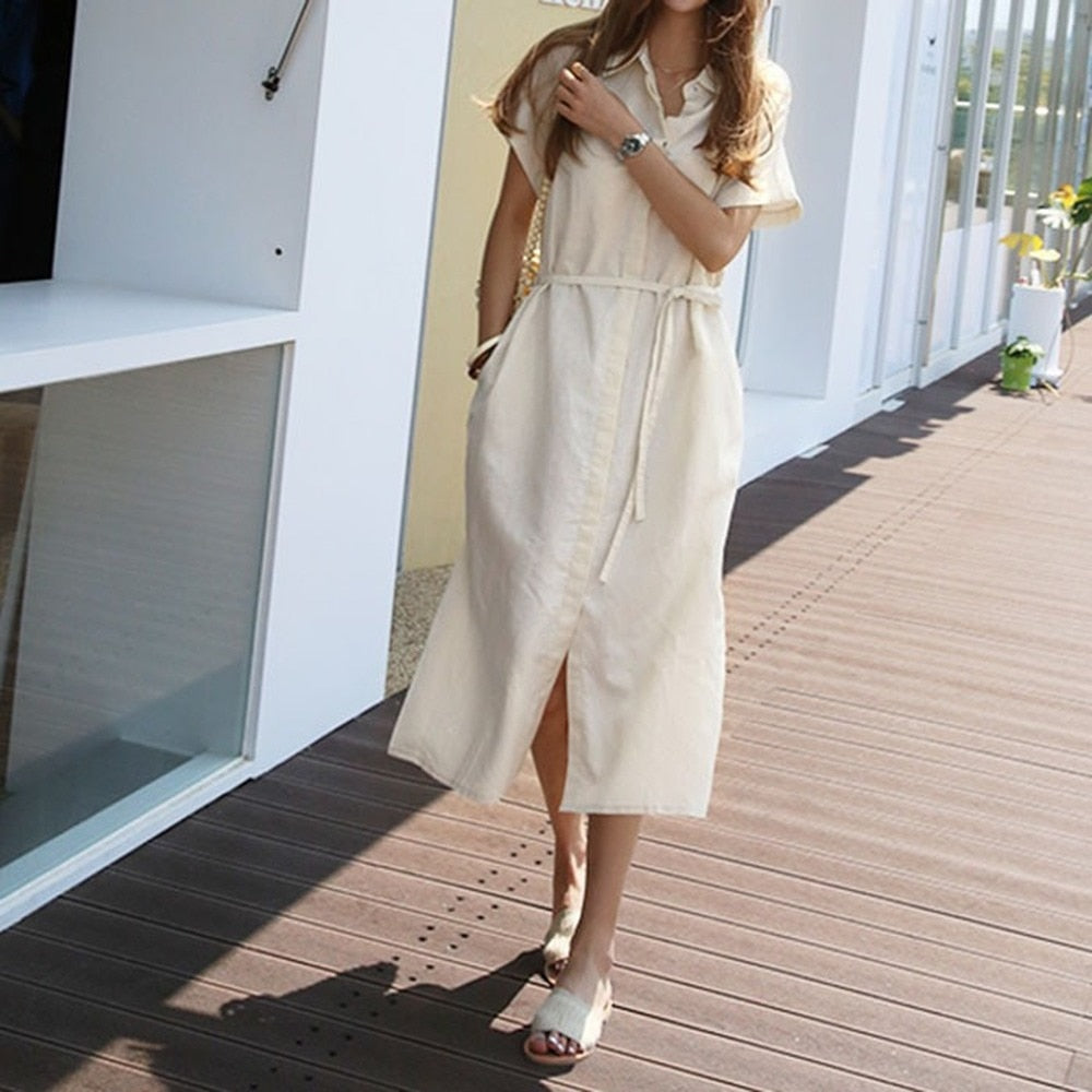 Summer Women Dress Shirt Dress Long Evening Female Vintage Maxi Party Oversize Beach Woman Dresses Casual Elegant Prom Green