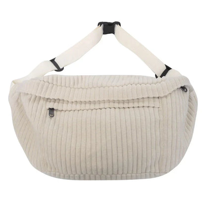 Large Capacity Waist Bag Women Shoulder Crossbody Bags Casual Fanny Pack Simple Phone Purse Corduroy Waist Bag Ladies Banana Bag