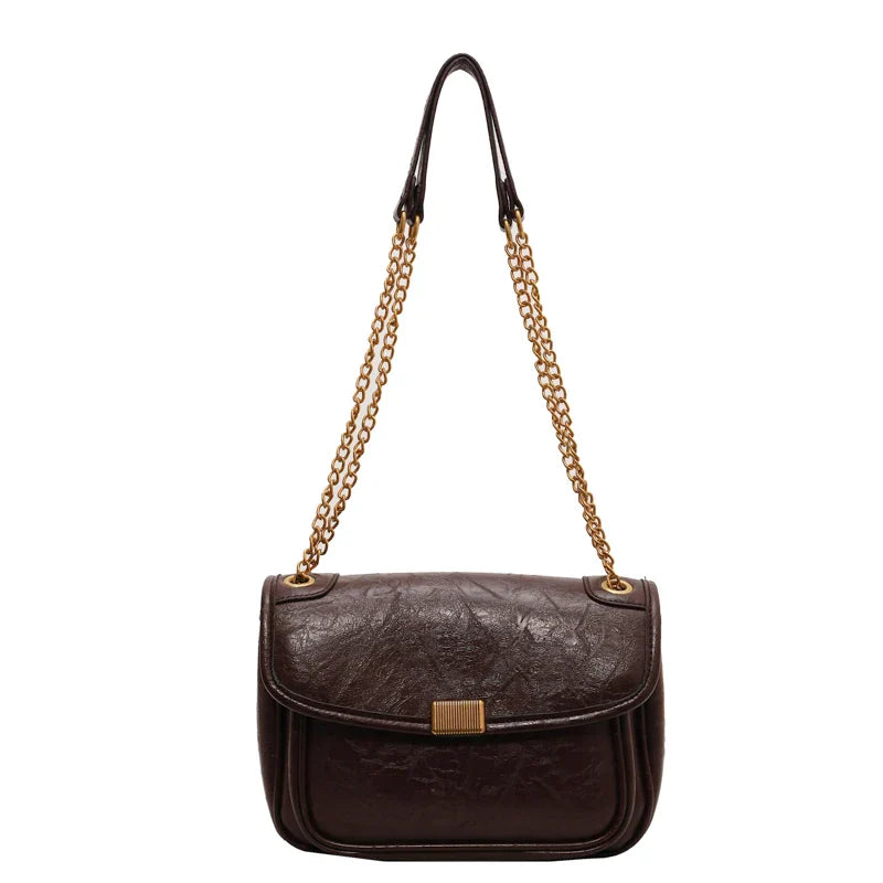 Women's Fashion Solid Vintage Shoulder Bag Chain Crossbody Bag